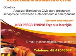 ABERTO INSCRIES PARA RECICLAGEM DE BOMBEIRO CIVIL